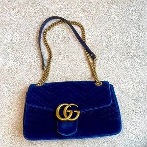 Gucci marmont GG In velvet blue medium